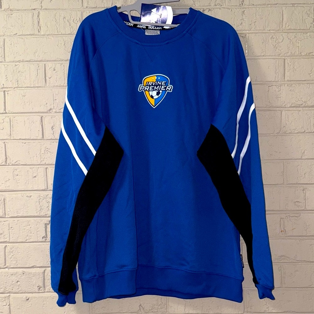 Xara Soccer Blue and Black Sweater Shirt. NWT. XL.
